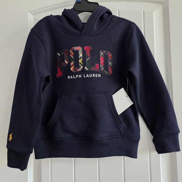 Polo Ralph Lauren Other - Polo Ralph Lauren - Plaid-Logo Fleece Hoodie - Navy - 4T
